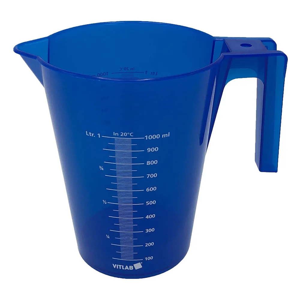 4-2228-01 Colorful with handle Beaker (Stacking Type) 1000 mL, Blue 12 pieces Pack 482942