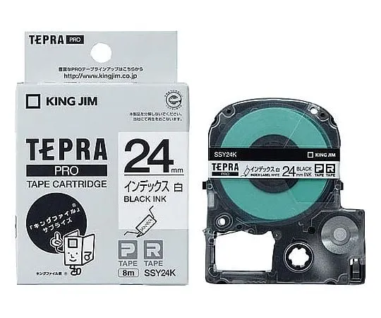 61-0601-23 Tepra PRO Label Printer Tape Index Label Black Characters On White 24mm Width SSY24K
