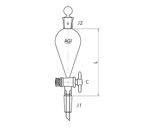 61-0186-52 Squibb Type Separatory Funnel with Sliding PTFE Cock 30mL 3722-30-3L