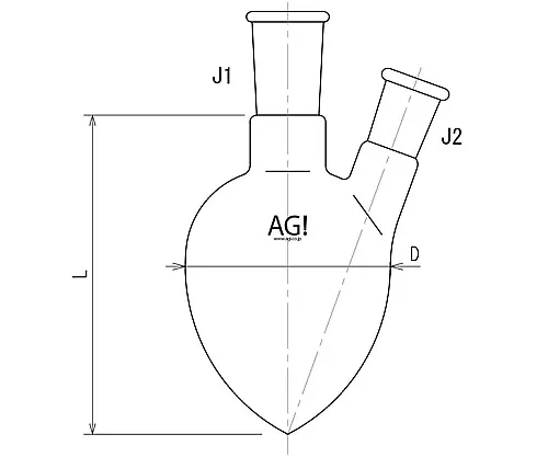 61-3627-44 2 Neck Pear-Shaped Flask 2000mL 29/42・15/25 3232-2-5L1L