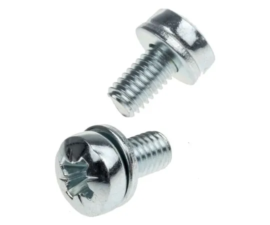 63-4599-15 RS PRO M6 x 12mm Zinc Plated Steel Pan Head Sems Screw, Plain Washer 278-950