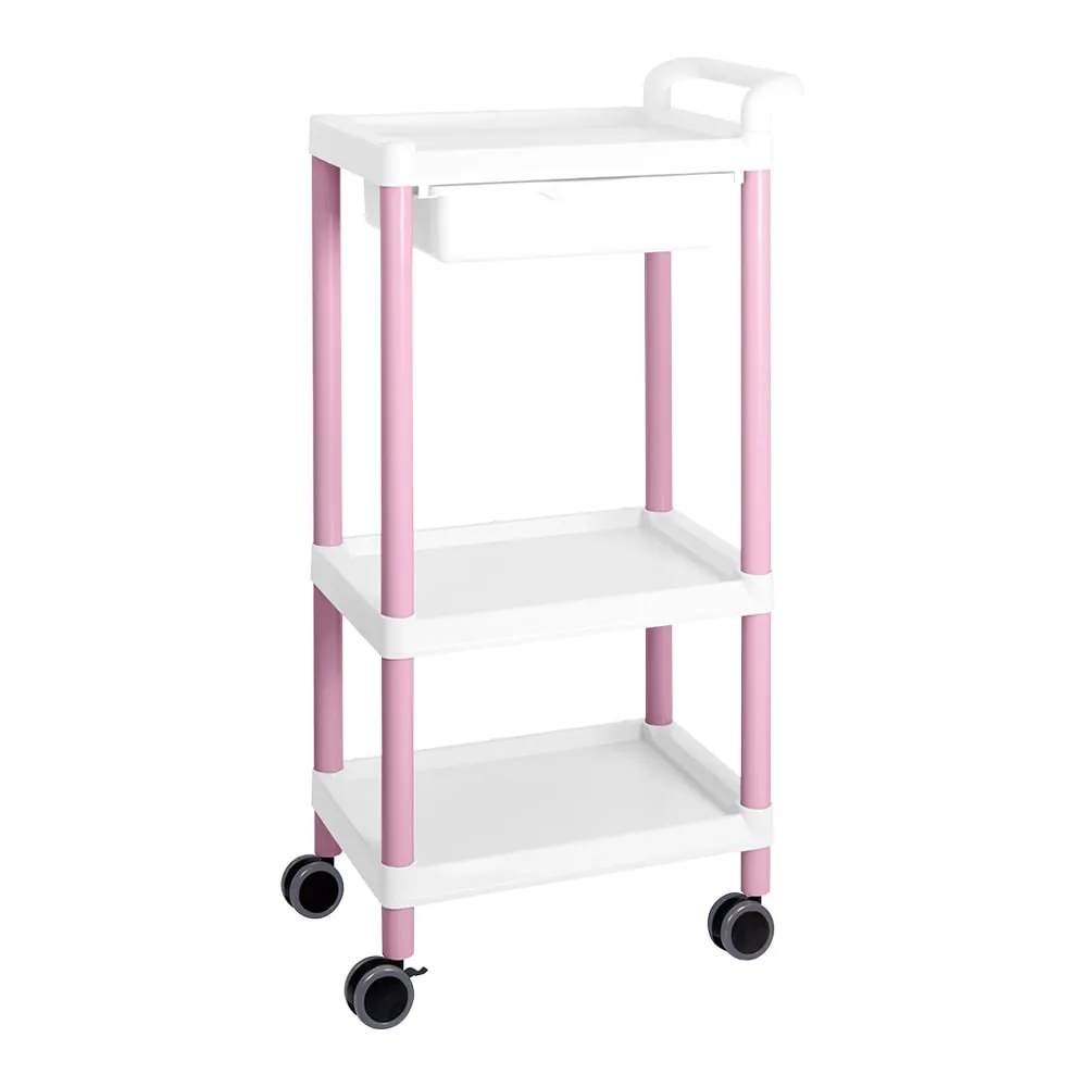 3-6642-04 Mobile Easy Cart (Tall Type/Regular 31) Pink 3 Stages Wiith Drawer ME31D