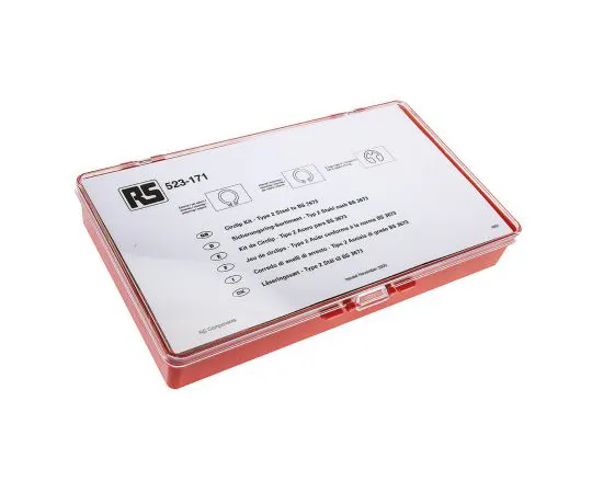 63-4639-15 450 piece E Type, External, Internal Steel Circlip Kit for 13 → 20 mm, 14 → 25 mm Shaft Diameters 523-171
