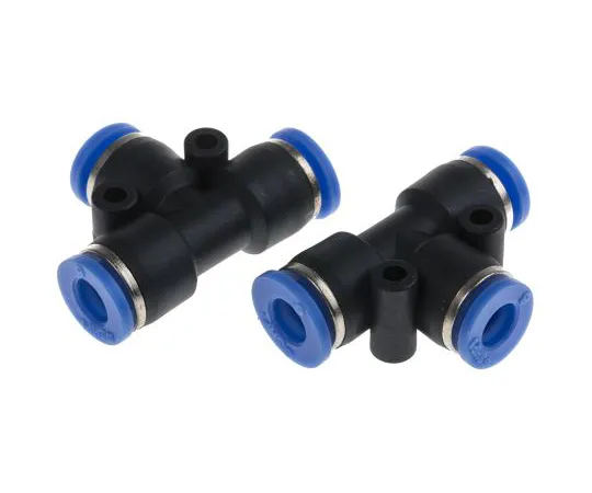 63-5177-98 RS PRO Pneumatic Tee Tube-to-Tube Adapter, Push In 6 mm x Push In 6 mm x Push In 6 mm 916-0909
