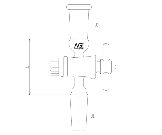 65-1838-22 Connection Tube with Cock PTFE Cock 15/20 2522-1M