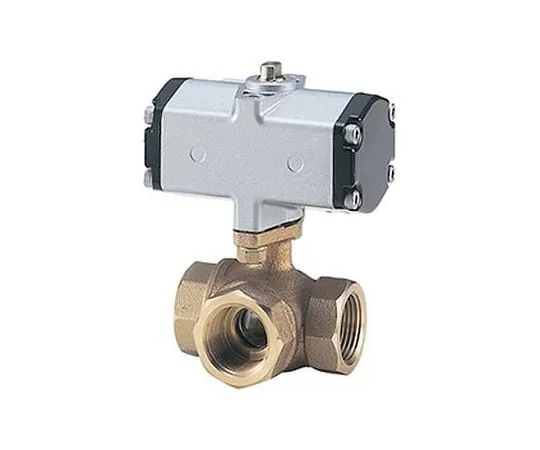 65-1885-39 Small Pneumatic < C Type/Double Operation > Bronze Horizontal Three-Way Ball Valve (C-TNE) Nominal Diameter 15 mm C-TNE15A