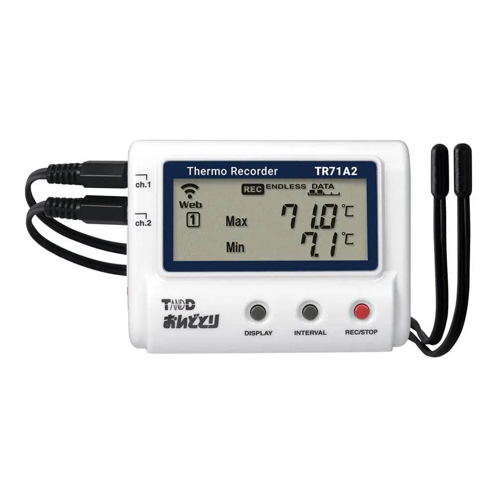 6-9183-41-56 Temperature recorder Ondotori (wireless LAN) with English calibration certificate TR71A2