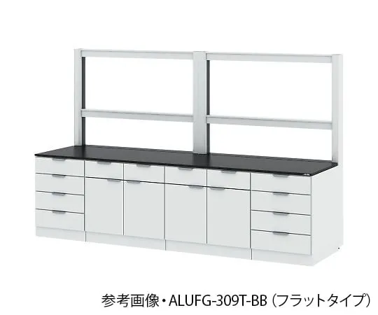 4-3417-01 Side Laboratory Table (with Steel Cabinet Type/Frame Unit) Flat Type 1800 x 900 x 850/1900 mm ALUFG-189T-BB