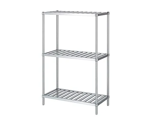 61-0011-24 Stainless Steel Rack (Stainless Steel (SUS430), Duckboard Shelf 3 Stages Specification) 588 x 338 x 1800 RS3-6035