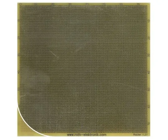 63-5167-20　［Discontinued］RE014-LF, Single Sided Matrix Board FR4 with 75 x 75 0.45mm Holes, 1.27 x 1.27mm Pitch, 99.69 x 99.06 x 1.5mm　RE014-LF