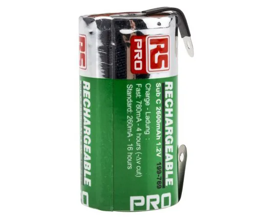 63-4584-39 RS PRO, 1.2V, SC, NiMH Rechargeable Battery, 2.6Ah 199-769