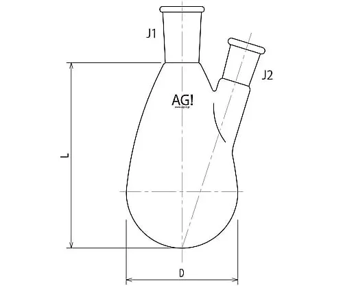 61-3624-21 2 Neck Eggplant Flask 50mL 15/25・15/25 3210-050-1L1L