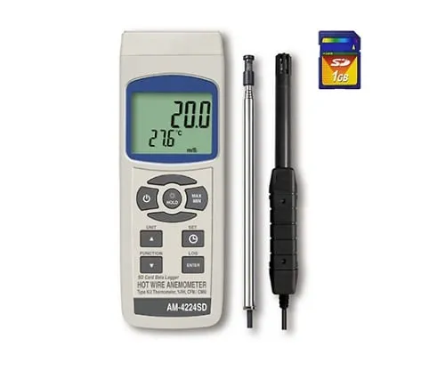 61-8513-66 SD Data Logger Digital Hot Wire Type Wind Velocity, Wind Flow Meter AM-4224SD