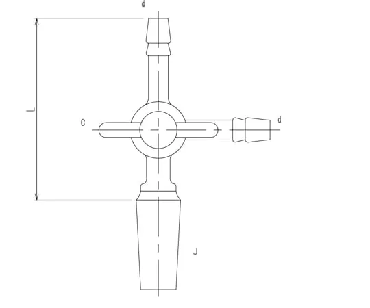 65-1838-12 Sliding Three-Way Cock Type I Male PTFE Cock 15/20 80 mm 2452-1M