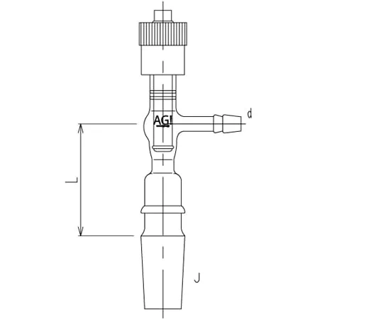 65-2345-51 Exhaust Tube with High Vacuum Greaseless Valve Male High Vacuum Greaseless Valve Core Rod Material: PTFE SQG - 14/25 2490-0M-9