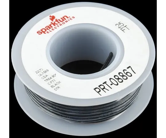 67-0454-38 Hook-up Stranded Wire - Black(22 AWG) PRT-08867