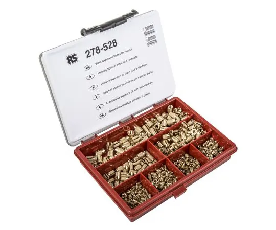 63-4599-09 RS PRO 290 Piece Nickel Plated Brass Insert Kit, M3, M3.5, M4, M5, M6 278-528
