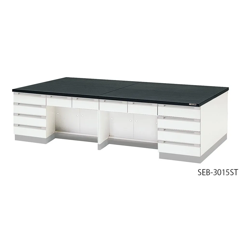 4-5537-01 Central Laboratory Table (Wooden, High Storage Type) 1800 x 1200 x 800 mm SEB-1812ST