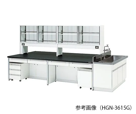 3-7870-01 Central Laboratory Bench (Frame Type) With Glass Door 2400 x 1200 x 800/1800mm HGN-2412G