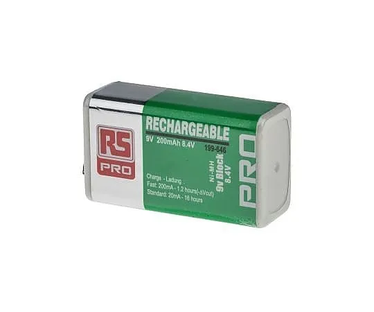 63-4584-33 RS PRO 200mAh NiMH 9V Rechargeable Battery 199-646