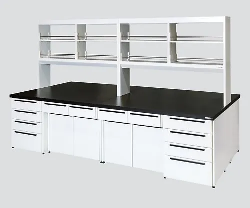 3-4271-01 Unit Central Laboratory Bench Steel Type, Riser Type, with Reagent Shelf 1800 x 1500 x 800/1915 SSAJ-1815