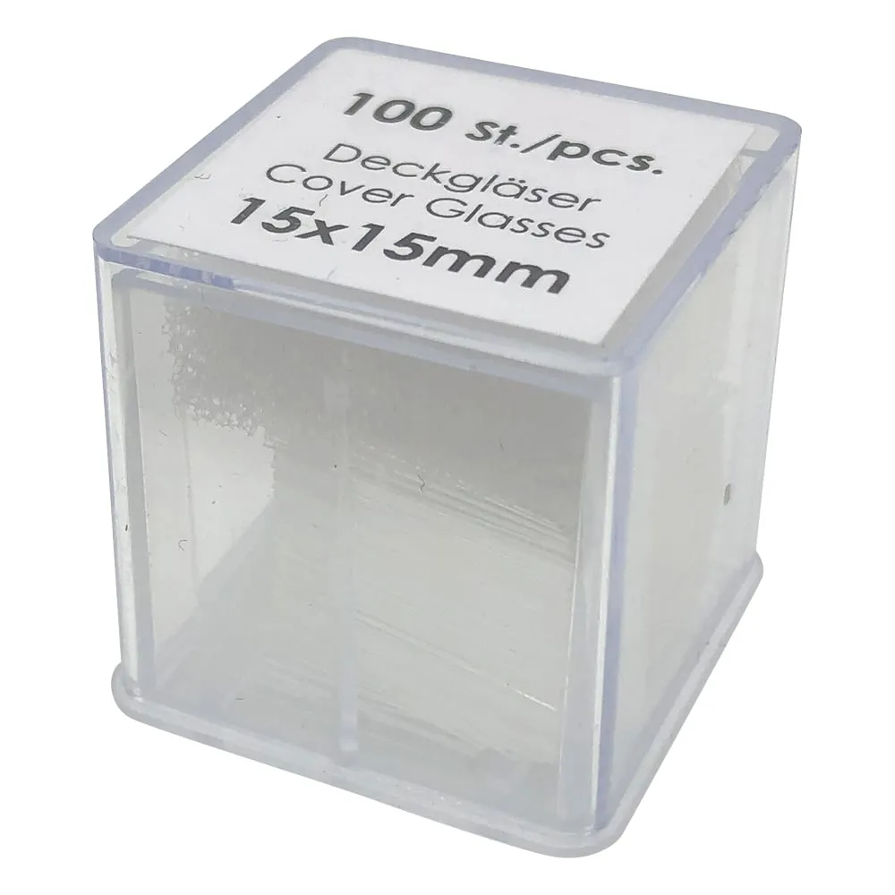 1-877-01 Cover Glass 15 x 15mm 100 Pieces x 10 Boxes 01 010 10_PK10