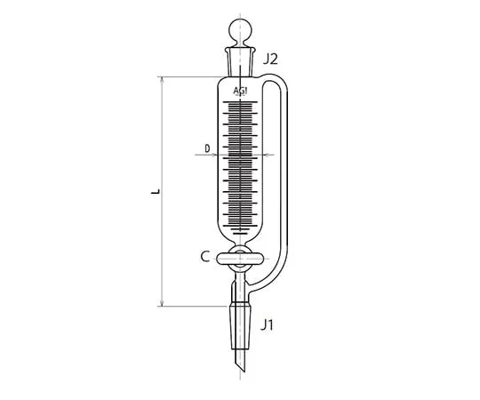 61-0188-06 Balance Type Dropping Funnel PTFE Cock 30mL 3746-30-3L
