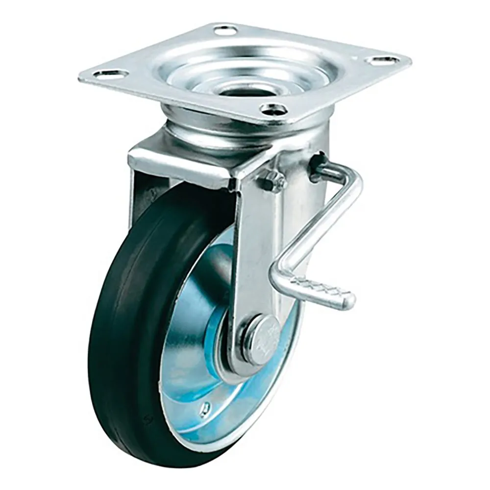 3-9483-01 Swivel caster plate type Heavy Duty With Stopper (Material:Rubber)(Model No.WJB-75(R))(Product code:14001) WJB-75(R)