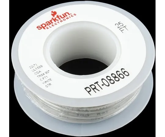 67-0454-37 Hook-up Stranded Wire - White(22 AWG) PRT-08866