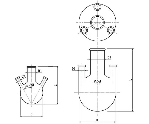 61-3629-78 4 Neck Round-Bottom Flask with Rim 50mL 3318-50