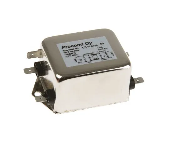 63-4593-43 RS PRO 10A 250 V ac 400Hz, Chassis Mount RFI Filter, Tab 240-725
