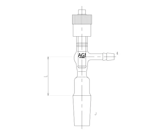62-2093-76 Exhaust Tube with High Vacuum Greaseless Valve Male Grooved Core Rod Material: PTFE 2490-1L