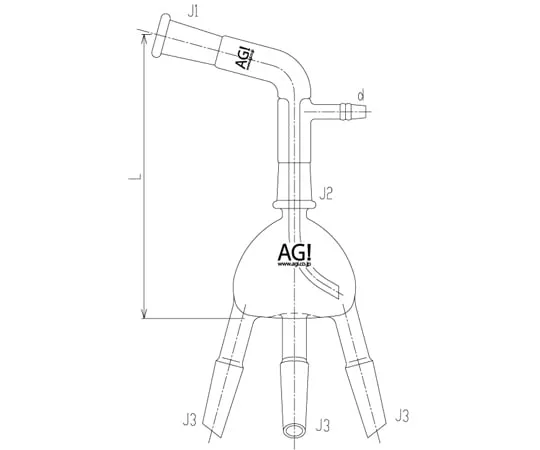65-1837-55 Semi-Micro Decompression Curved Tube Branch Tube Three-Legged 155 mm 3632-1M