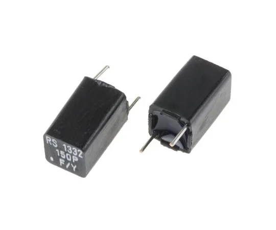 63-4560-14 RS PRO Polystyrene Capacitor 150pF 63V dc ±1% Tolerance Through Hole 7.5mm diameter 116-212