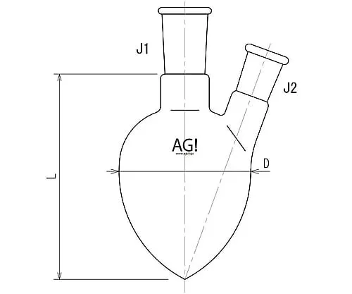 61-3627-09 2 Neck Pear-Shaped Flask 100mL 15/25・15/25 3232-100-1L1L