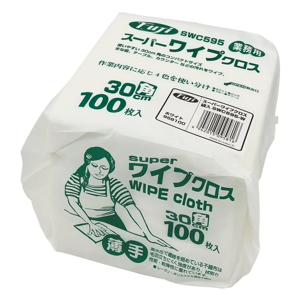 3-7455-11 Super Wipe Cloth with 100 pieces, White 958100