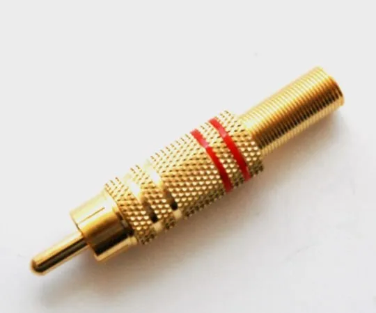 63-3109-21 RCA Plug Red 5phi Wire Gold-Plated with Cable Guard RP-1316GG-B-RED