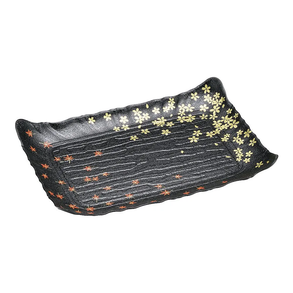 62-6653-32 Plastic Container Chikugo Spring Autumn Black Medium (10 Sheets)