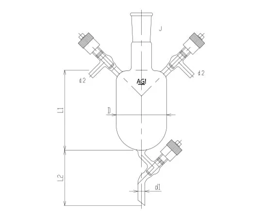 62-2110-77 Solvent Receiver with High Vacuum Greaseless Valve Core Rod Material: PTFE 3698-100V-4L