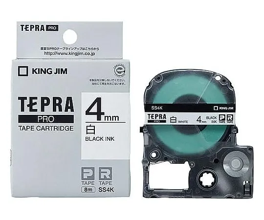 61-0601-67 Tepra PRO Label Printer Tape-Cartridge, Black Characters on White 4mm SS4K