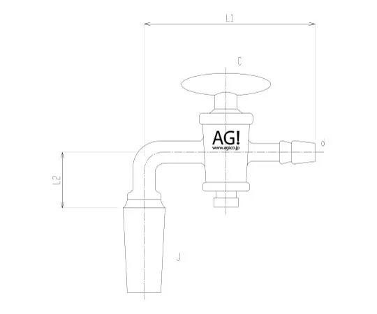 62-2093-16 Exhaust Curved Tube 90 ° Male with Glass Cock 2424-1L