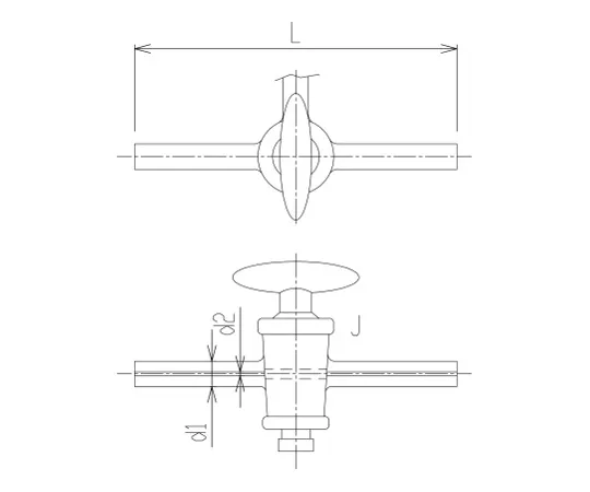 62-2090-49　［Discontinued］Capillary Tube Three-Way Tap Glass Cock with Rubber Stopper　2164-126