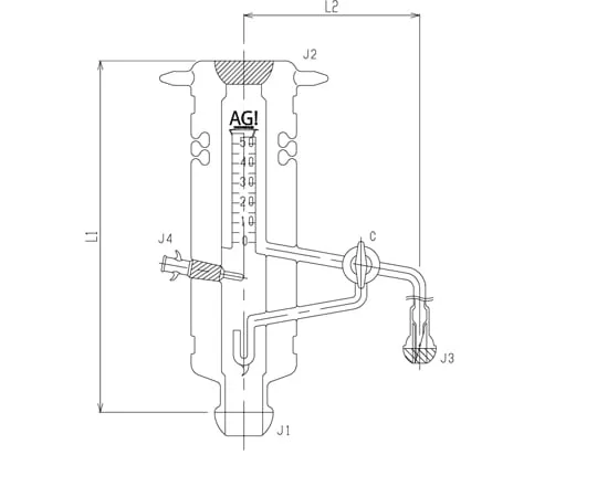 65-1839-70 Evaporation Measurement Apparatus Glass Cock with Plating 35/25 300 mm 3588-HE-R-P