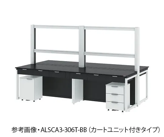 4-3377-01 Central Laboratory Table (with Steel Type/Frame Unit) with Cart Unit 1200 x 1650 x 850/1900 mm ALSCA3-126T-BB