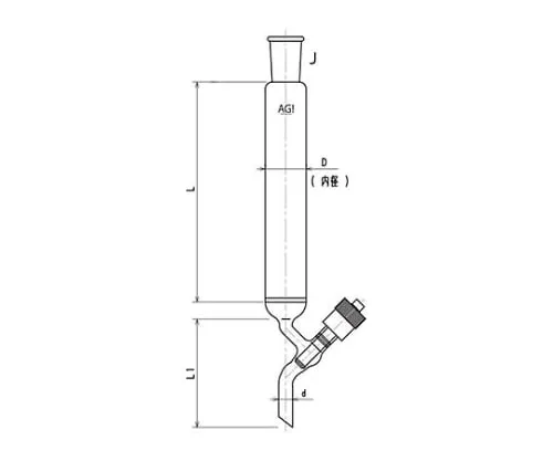 61-4711-13 Chromatography Column with High Vacuum Greaseless Valve (with Standard Taper Upper Joint, Filter) 3818-10/300V-3L