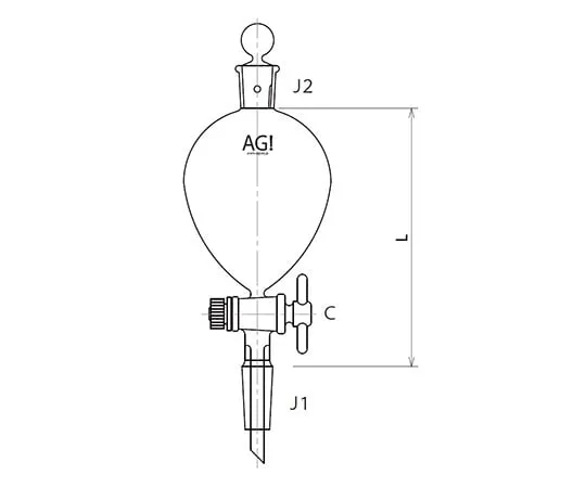 61-0186-40 Sphere Separatory Funnel with Sliding PTFE Cock 100mL 3718-100-3L