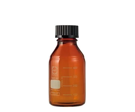61-4411-63 Screw Cap Bottle (Medium Bottle) Amber with Black Cap 500mL 017210-5002A