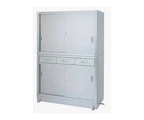 61-0013-43 Storage (Stainless Steel (SUS430), 2 Stages Type, with Drawer, Upper And Lower Stainless Steel Door Specification) 900 x 450 x 1750 VD-9045
