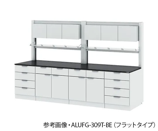 4-3414-01 Side Laboratory Table (Steel Cabinet Type/with Storage Cabinets and Aluminum Shelving Unit) Chemical Type 1800 x 900 x 850/1900 mm ALUFH-189T-BE