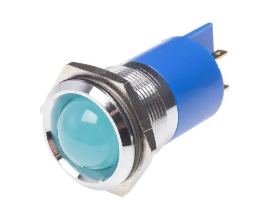 63-4587-36 RS PRO Blue Indicator, 24 V ac/dc, 22mm Mounting Hole Size, Solder Tab Termination 211-639